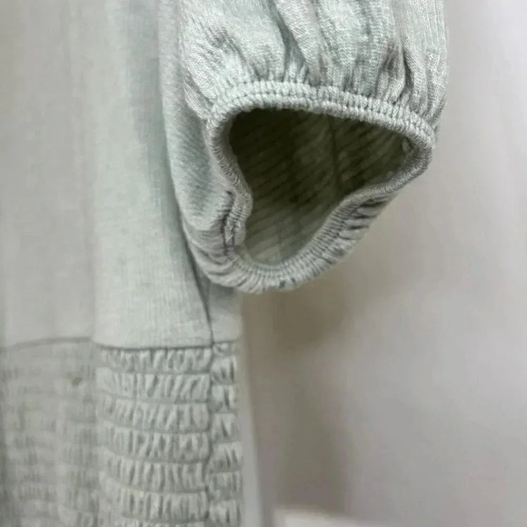 Abercrombie & Fitch Size Small Knit Ruched Tie Top Green Short Sleeve Blouse - Picture 6 of 13